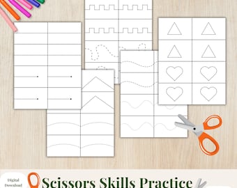 Scissor Skills, Cutting Practice Strips, Fine Motor Practice, Scissor Printable, Educational Activity, Kindergarten, Preschool, Tot School