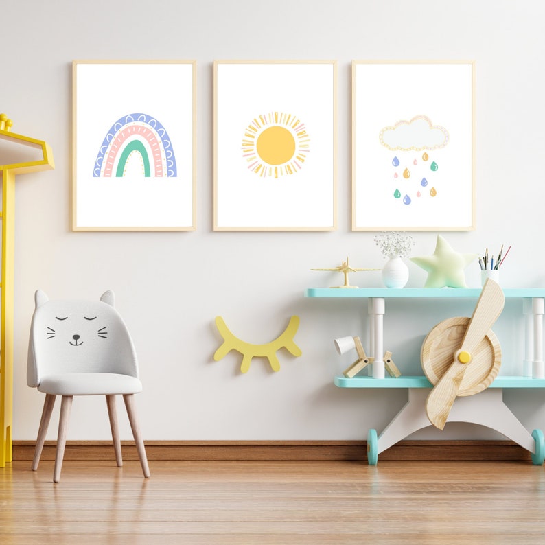 Nursery Classroom Wall Art Print Set | Neutral Boho Nursery Art | 3 ...