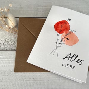 Handgemachte 'Alles Liebe' Karte mit Aquarelldesign I personalisierbar I Geburtstagskarte I Individuelle Karte für besondere Momente