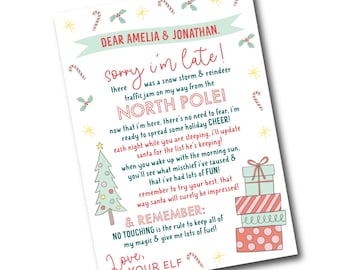 Sorry I'm Late! Elf Arrival Letter | Late Elf Letter Christmas | Elf is Back Elf | Welcome Christmas Elf | Custom Letter *Digital Download