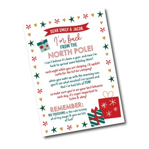 ¡He vuelto! Carta de llegada de elfo / Carta de regreso de Navidad / Elfo de regreso / Elfo de bienvenida de Navidad / Carta personalizada * Descarga digital