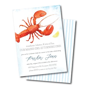Lobster Bake First Birthday Invitation | Lobster Boil Invitation | Lobster Birthday Invitation | Summertime Birthday Invite | Customized PDF