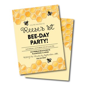 First BEE-DAY Birthday Invitation | Personalized Download Bumblebee / Bee Day Invite | Birthday Party Invite | Kids Birthday | First Bday