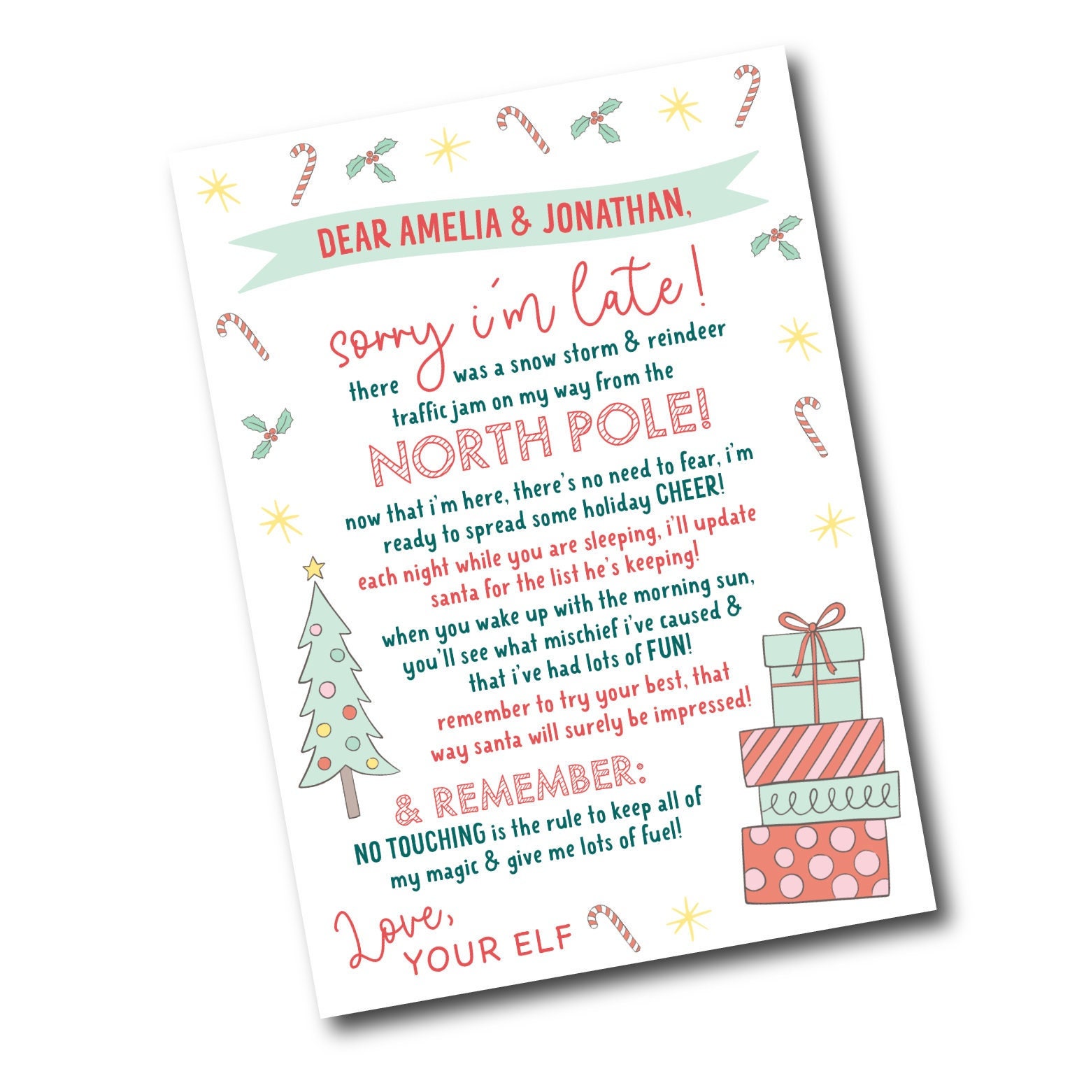 Sorry I'm Late! Elf Arrival Letter | Late Elf Letter Christmas | Elf is Back Elf | Welcome Christmas Elf | Custom Letter *digital Download - Etsy for Elf Late Arrival Letter Free Printable