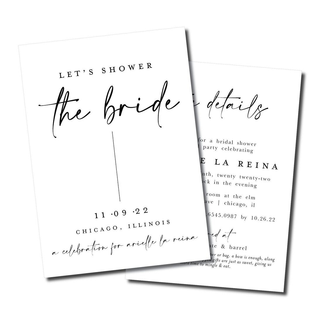 Minimal Black & White Bridal Shower Invitation Modern Bridal Etsy