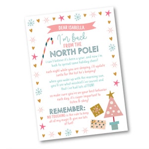 Ik ben terug! Elf aankomstbrief - meisjes roze en blauwe sneeuwvlokken | Retourbrief Kerstmis | Elf is terug Elf | Aangepaste brief * Digitale download