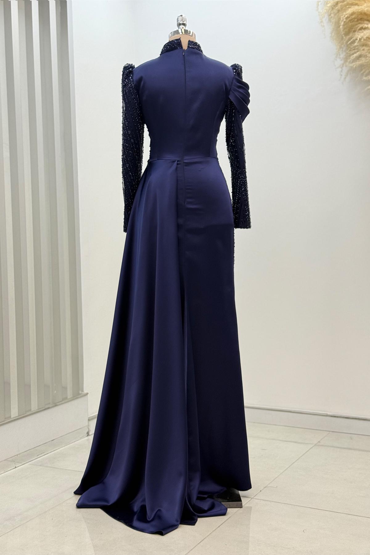 Handmade Sequin Satin Maxi Dress - Islamic Evening Gown Handmade Sequin Satin Maxi Dress - Islamic Evening Gown