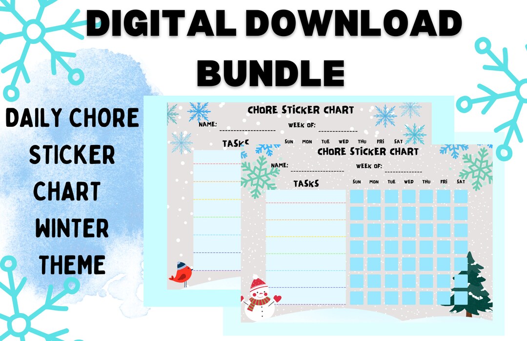Chore Sticker Chart Bundle Chore Chart Weekly Chore Chart Digital ...