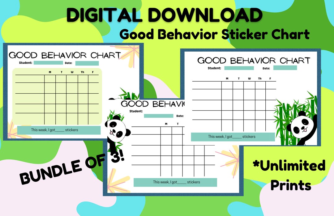 Good Behavior Sticker Chart Bundle Digital Download - Etsy