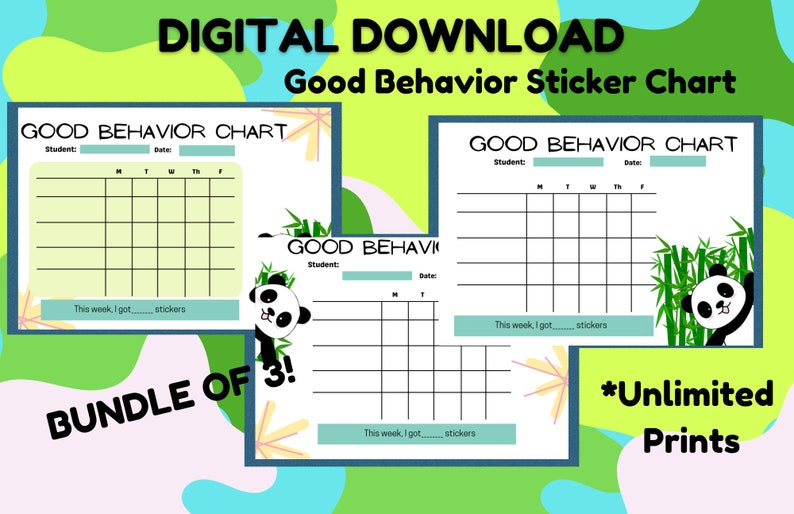 Good Behavior Sticker Chart Bundle Digital Download - Etsy