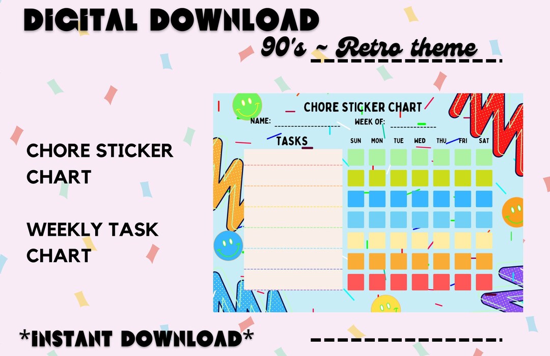 Chore Sticker Chart Bundle Chore Chart Weekly Chore Chart Digital ...