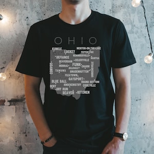 Ohio State T-Shirt, Landkarte Tshirt, Witziges T-Shirt, Lustige Stadtnamen, Lustiges Tshirt, Skurriles T-Shirt, Map Design, Geschenkidee für Sie, US-Bundesstaaten, Custom