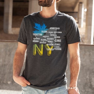 New York State T-Shirt, Map Tshirt, Quirky Tee, Funny Town Names, Funny Tshirt, Quirky Tee, Map Design, Geschenkidee für Sie, US States