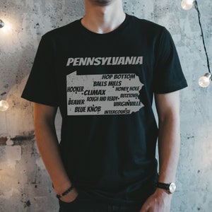 Pennsylvania T-Shirt, Map Tshirt, Quirky Tee, Funny Town Names, Funny Tshirt, Quirky Tee, Map Design, Geschenkidee für Sie, USA
