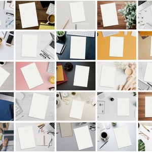 25 Versatile Desk Mockup Bundle for A4 Paper, Resume, Note, and Chart Designs