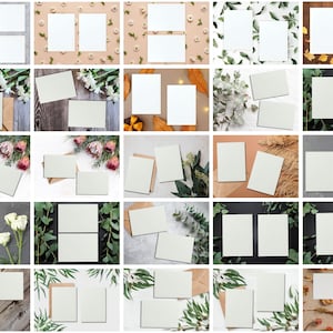Wedding and Greeting Card Mockup, Boho Digital Paper Bundle, 5x7 Invitation Set