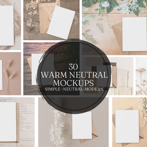 Neutrale Boho Hochzeitseinladung Mockups mit Beige Umschlag 5x7 Styled Flat Lays