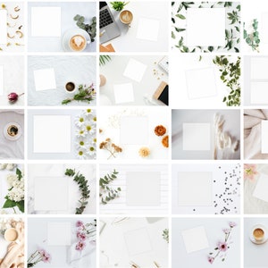 Boho vierkante bruiloft uitnodiging mockup bundel wenskaart digitaal papier minimalistisch herfst mock-up