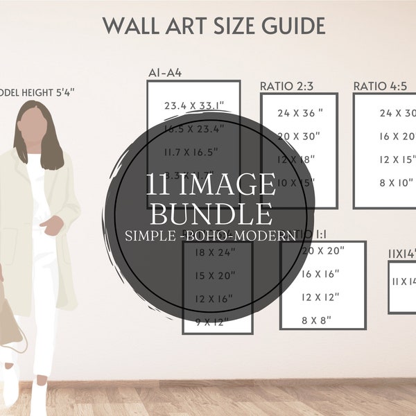 Wall Art Size Guide Bundle, Bundle of Art Size Guides, Wall Art Size Guide, Wall Art Chart, Art Size Chart, Photo Size Chart