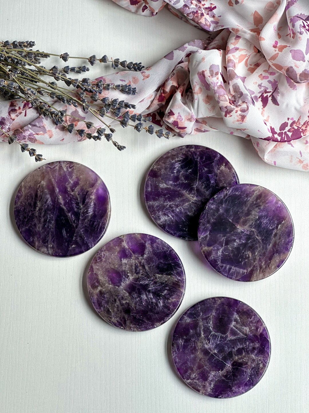 Amethyst Coaster Home Decor Natural Crystal Holiday Gift Healing
