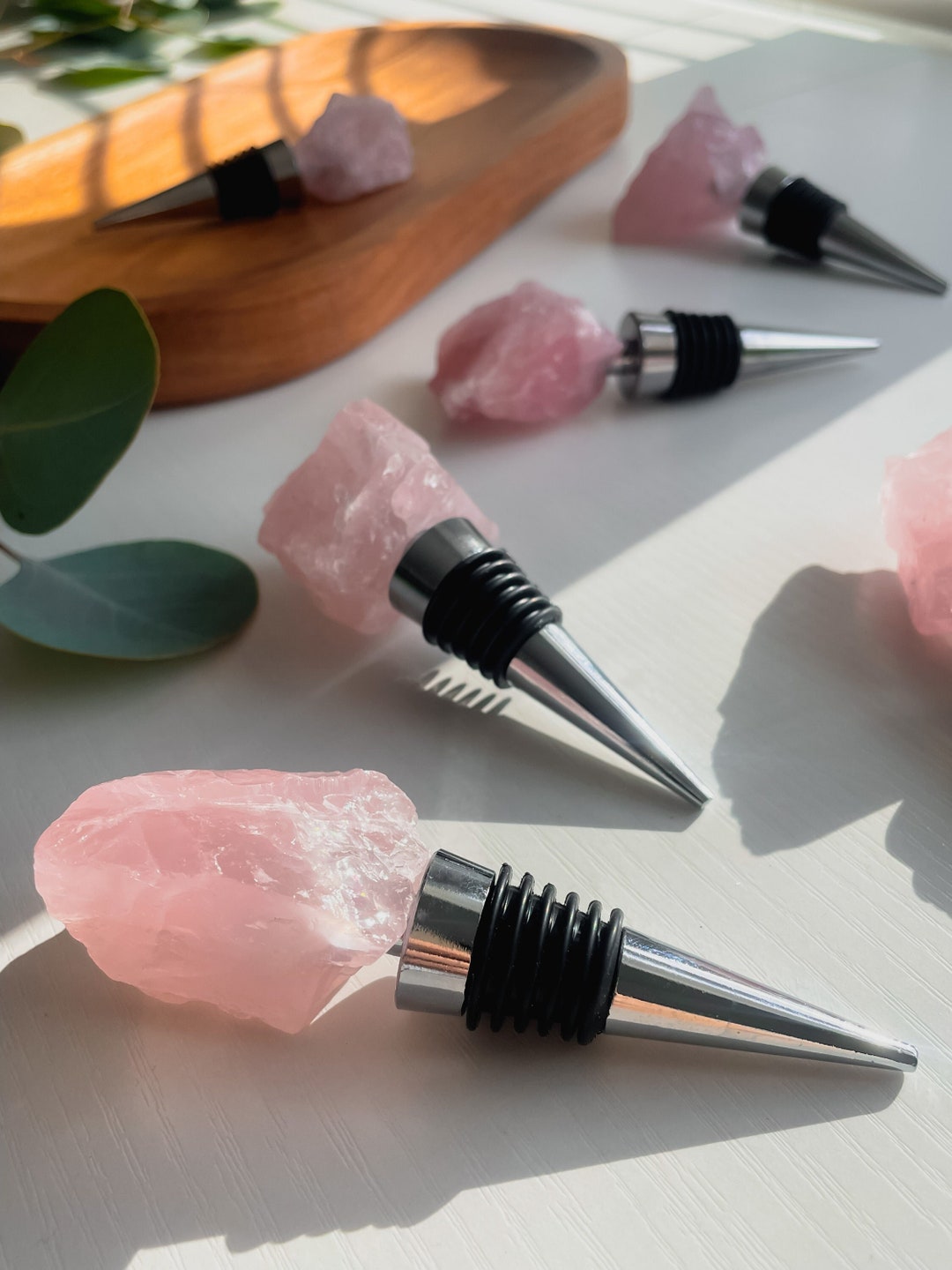 Crystal Wine Stoppers Rose Quartz Housewarming Gift Wine Etsy