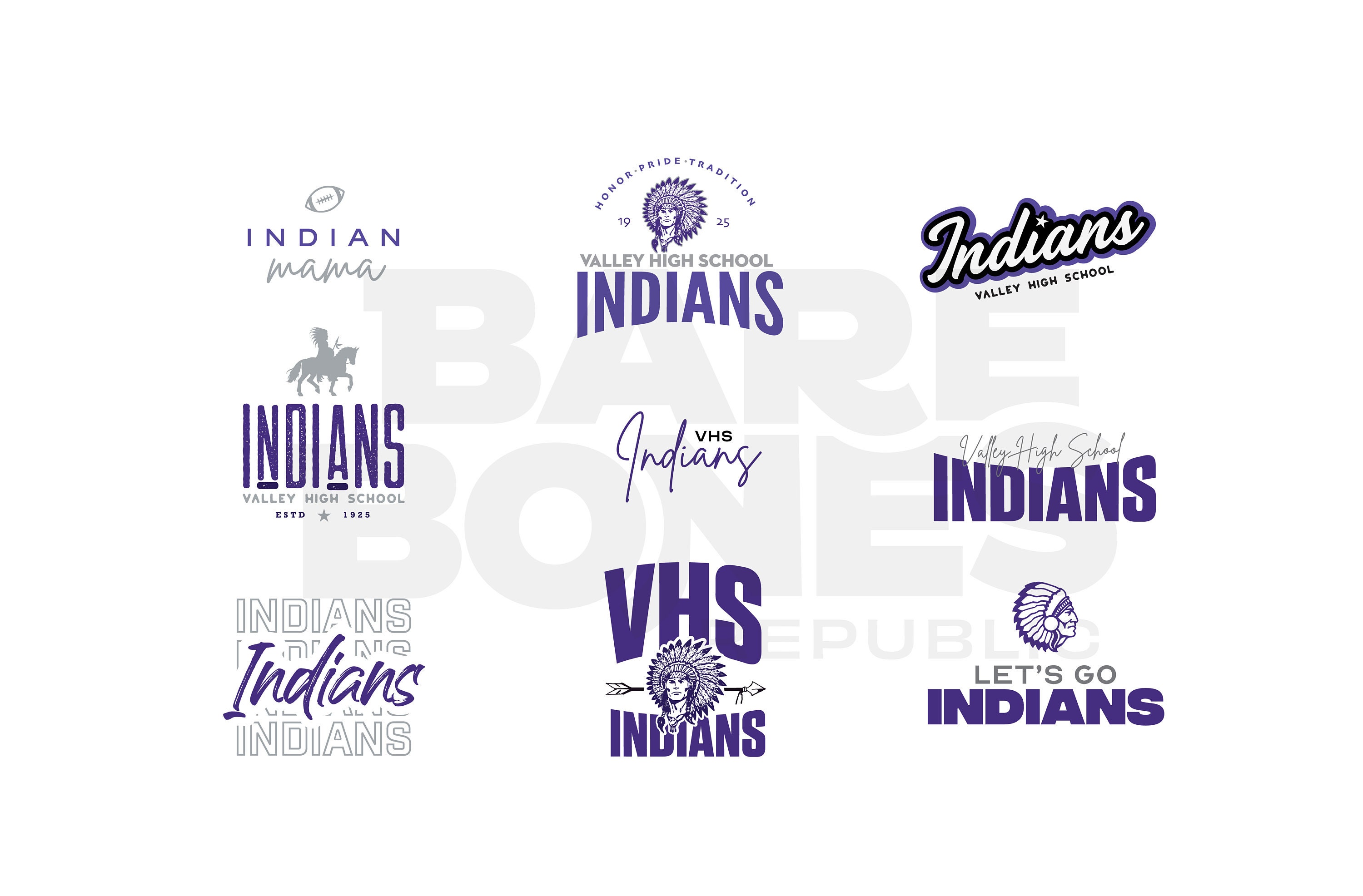 Valley High School Indian Design Bundle - Etsy