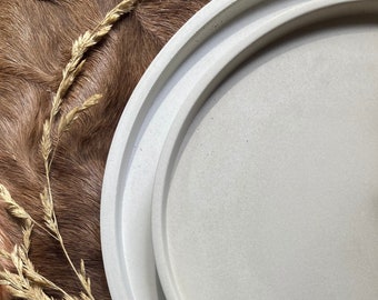 Bandeja redonda de hormigón: decoración minimalista para todo uso, de 19 a 33 cm