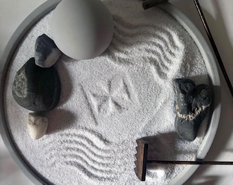 Concrete Zen Garden: Japanese Sand Garden with Rakes & Stones