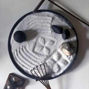 JARDÍN DE ARENA ZEN, Jardín zen de hormigón, Jardín zen, Set de atención plena, Regalo de meditación, Jardín de arena zen japonés, Regalos terapéuticos, Bandeja de hormigón