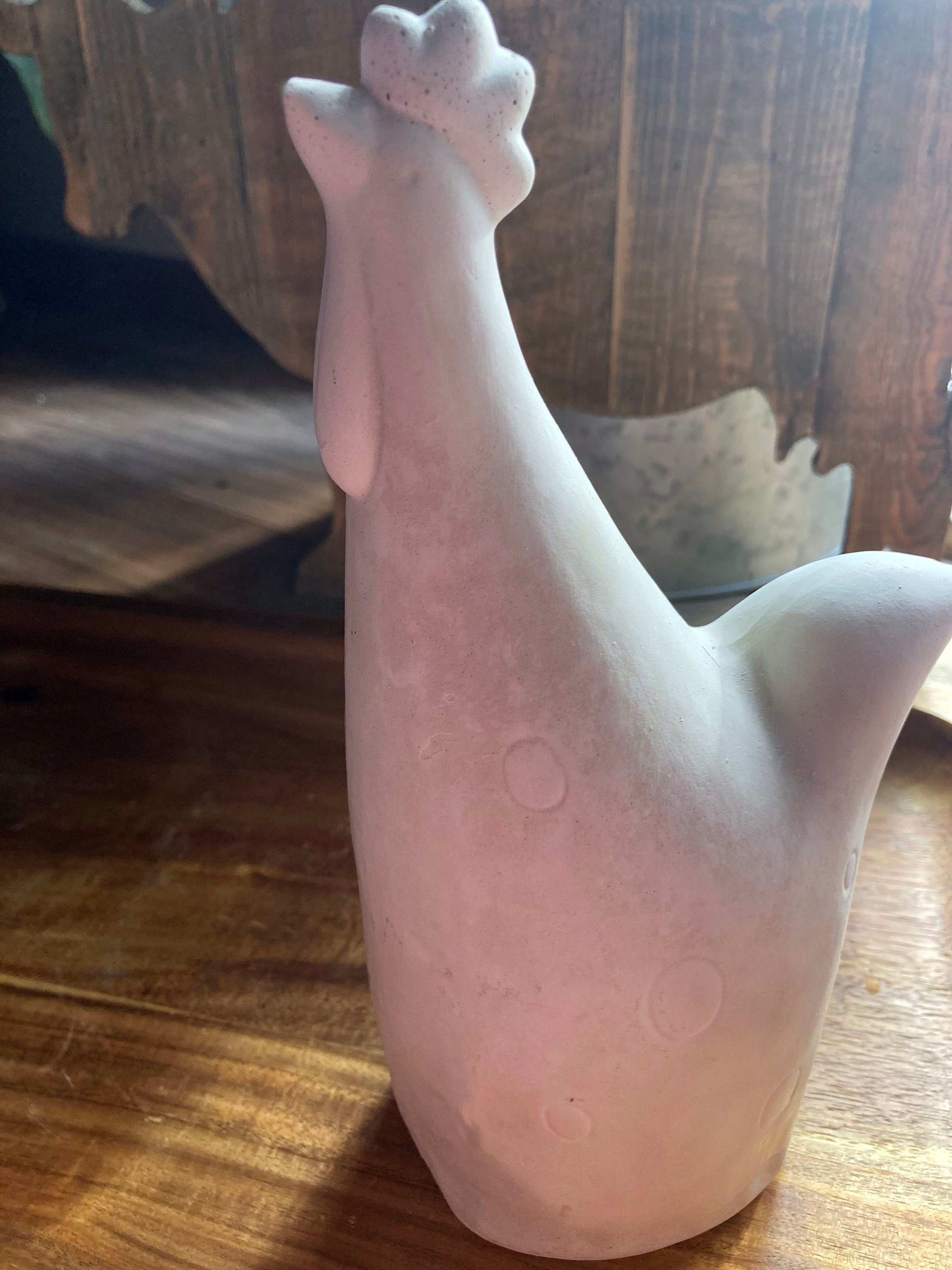 CONCRETE CHICKEN FIGURINE, Concrete Chicken Statue, Chicken Decor