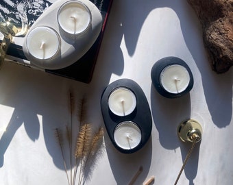 Handmade Concrete Tealight Holder: Modern Minimalist Decor