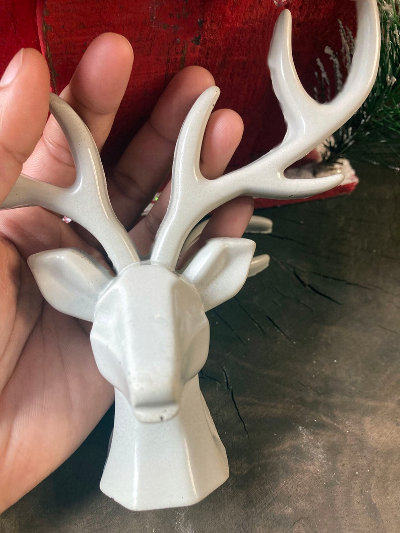 CONCRETE 6 DEER, Deer Head, Cement Deer, Ring Holder, Small Deer Statue