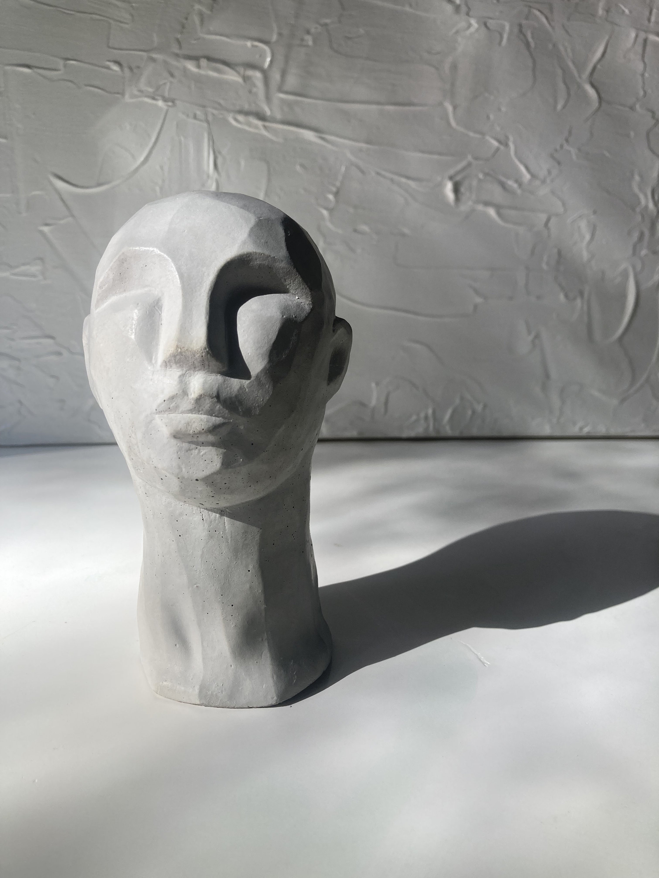 CONCRETE HEAD STATUE, Concrete Head Figurine, Geometric Head, Head Statue, Concrete Head