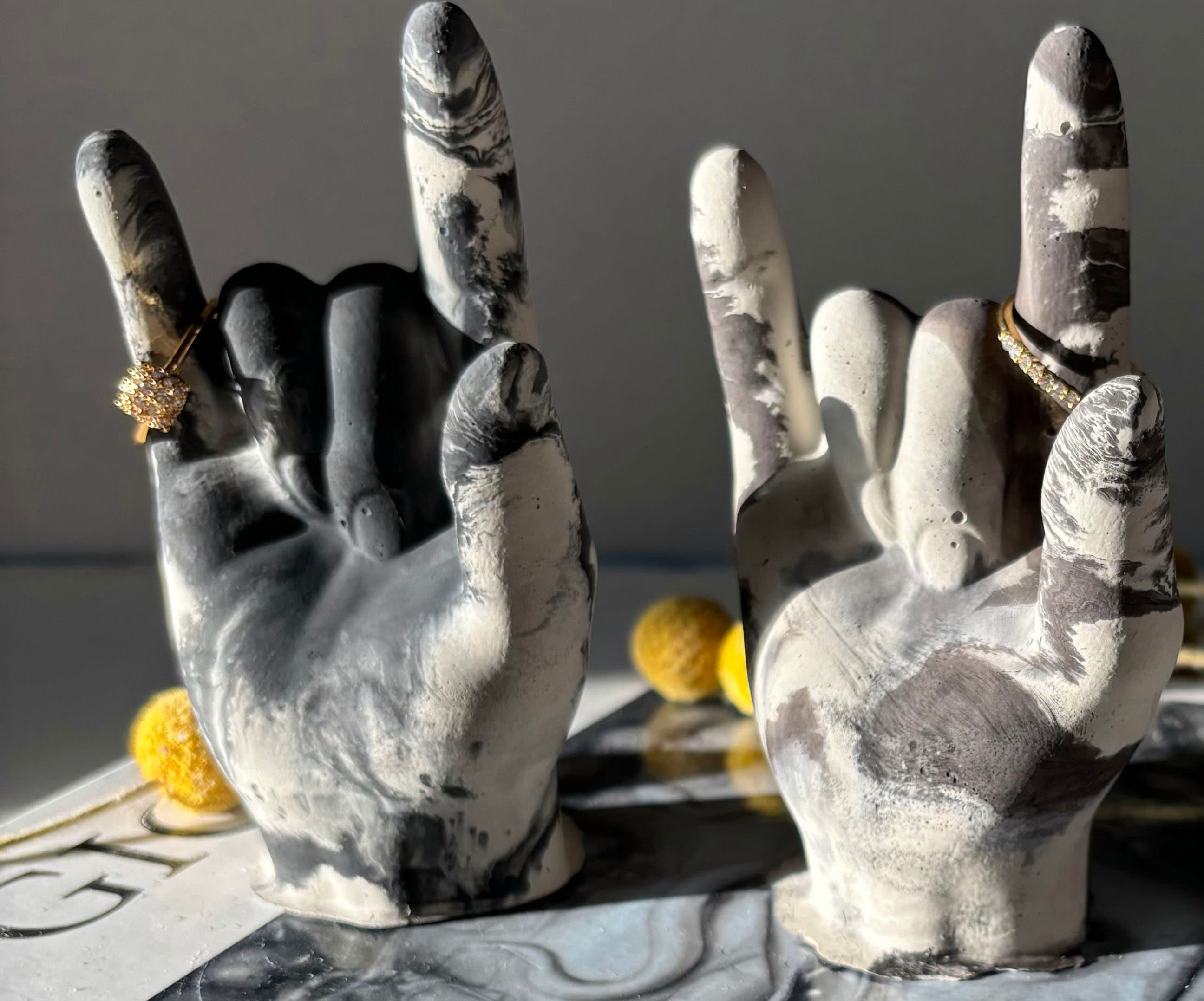 Stone Asl Concrete ASL 'I Love You' Hand Statue: Minimalist Stone Decor - Etsy