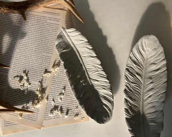 Handmade Concrete Feather Tray: Minimalist Jewelry Trinket Dish