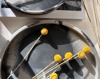 Large Round Concrete Tray: Minimalist Catchall Decor (9.8 Inch)