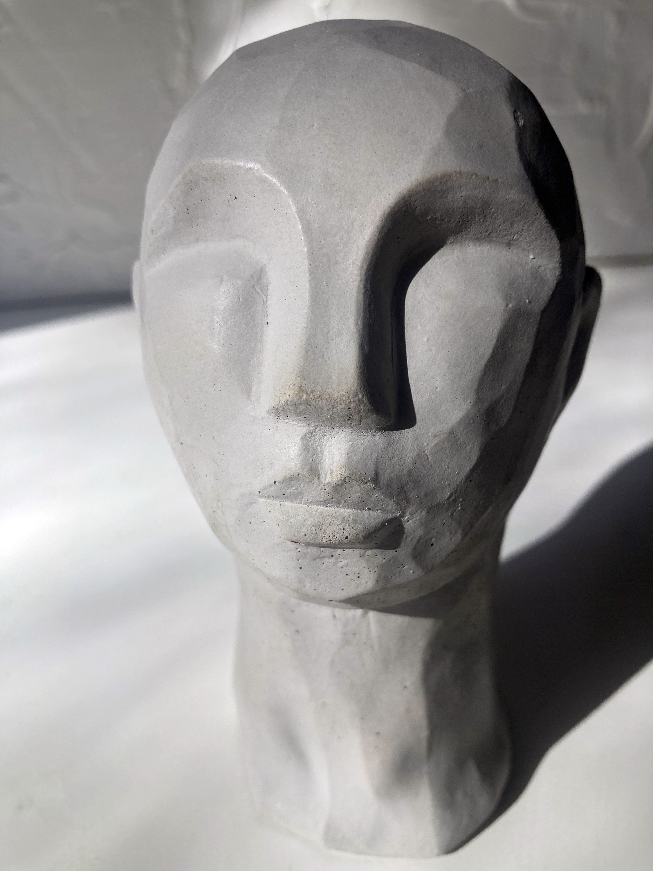 CONCRETE HEAD STATUE, Concrete Head Figurine, Geometric Head, Head Statue, Concrete Head