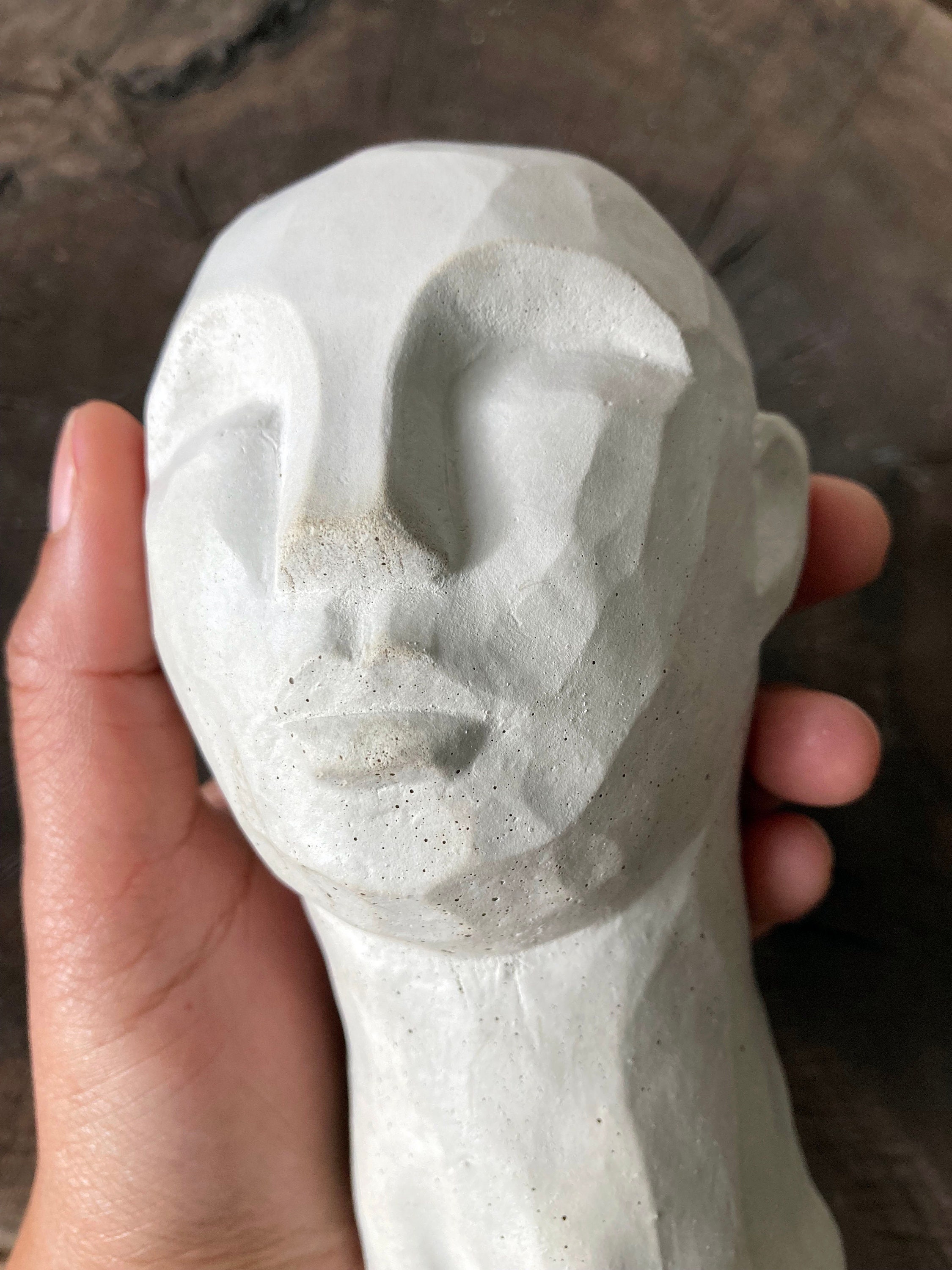 CONCRETE HEAD STATUE, Concrete Head Figurine, Geometric Head, Head