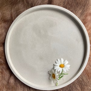 Large Round Concrete Tray: Minimalist Catchall Decor (9.8 Inch)