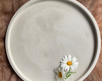 LARGE Round CONCRETE TRAY, Concrete Tray, Decorative Tray, Concrete Plate, Minimalistic Concrete Decor, Unique Catchall Tray, Catchall Tray