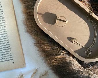 Ovale betonnen dienblad: minimalistische decoratieve plaat, catchall (7 inch)