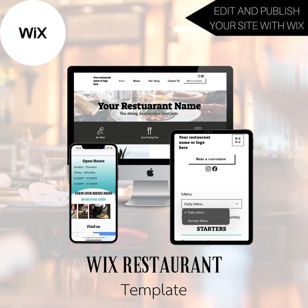 Wix Restaurant Template Etsy