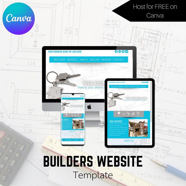 Construction Business Website | Construction Website | Construction Templates | Canva Website | One page website | Builders Website | Canva