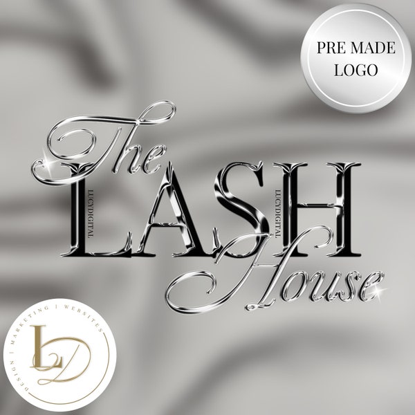 Beauty Logo, Lash Logo, Lashes Logo, Premade Logo, Custom Logo, Chrome Logo, Silver Logo, Nail Logo, Aesthetics Logo, Pretty Black Logo