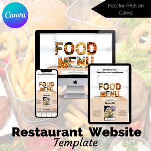 Restaurant Business Website | Restaurant Website | Restaurant Templates | Canva Website | One page website | Menu Website | Cafe Template