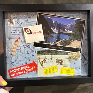 Benutzerdefinierte Vintage gerahmte Streichholzschachtel Schattenbox Kunst - Kanada Themen