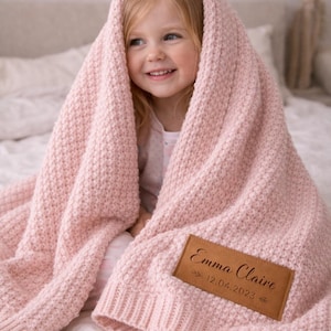 Coperta in maglia personalizzata – Toppa in pelle incisa