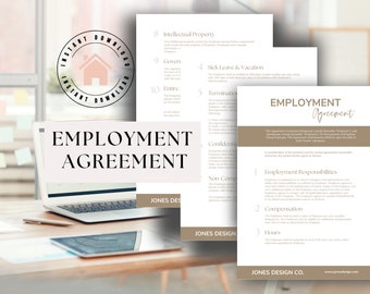 Employment Agreement for Interior Designers - Employment Contract - Interior Design - Canva Template - Instant Download