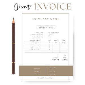 Interior Design Client Invoice - Canva Template - Interior Design Invoice - Instant Download