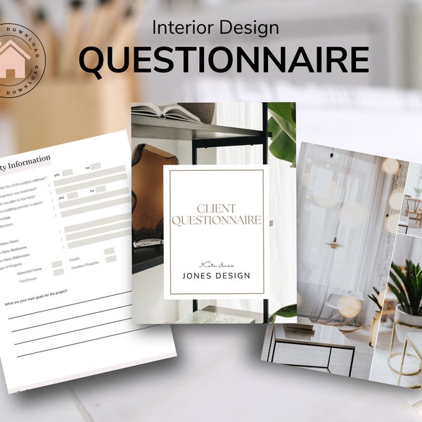 Questionnaire client design d'intérieur - Entièrement modifiable - Modèle Canva - Intégration du client - Client design d'intérieur